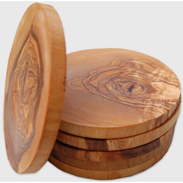 Olivenholz erleben Untersetzer RUND (ø 11,5 cm) 6er Set aus Olivenholz