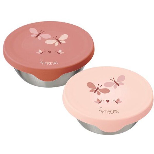 Fresk Snackbox-Set für Kinder – 2 Edelstahldosen mit Silikondeckel