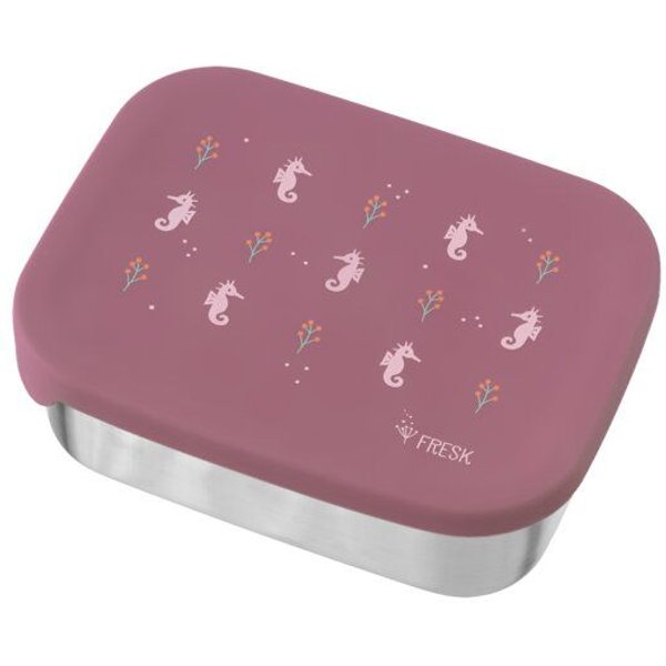 Fresk Lunchbox aus Edelstahl – 2 Fächer, Silikondeckel, 19 × 14,5 × 5 cm