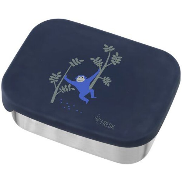 Fresk Lunchbox aus Edelstahl – 2 Fächer, Silikondeckel, 19 × 14,5 × 5 cm