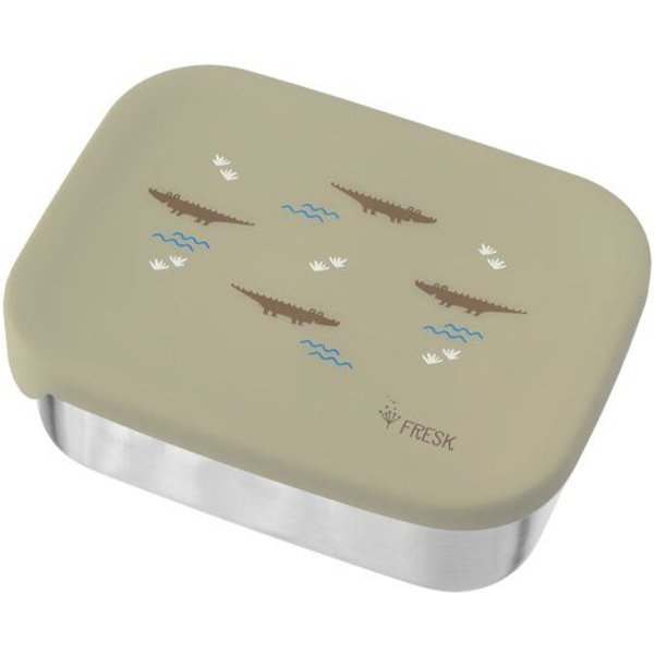 Fresk Lunchbox aus Edelstahl – 2 Fächer, Silikondeckel, 19 × 14,5 × 5 cm