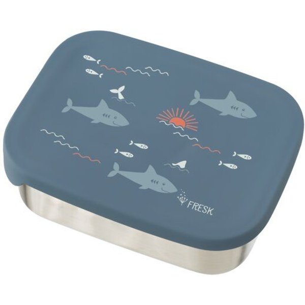 Fresk Lunchbox aus Edelstahl – 2 Fächer, Silikondeckel, 19 × 14,5 × 5 cm