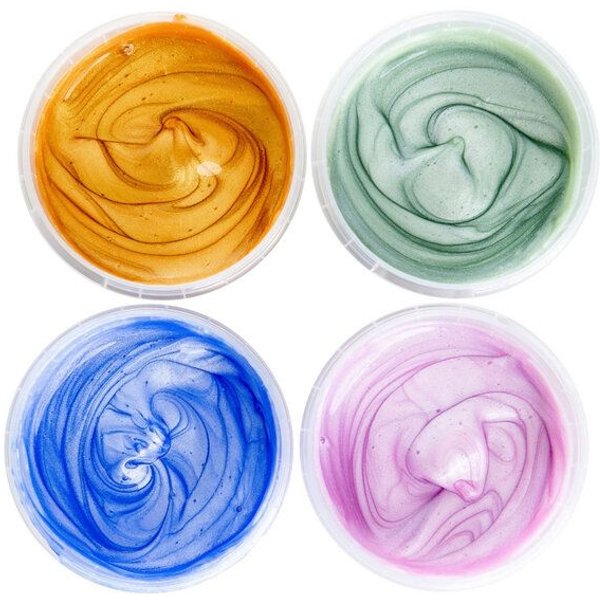 neogrün – Bio Kristall-Fingerfarben 4er-Set „Mika“ (Rosenquarz, Jade, Saphir, Gold – 4x 90 g)