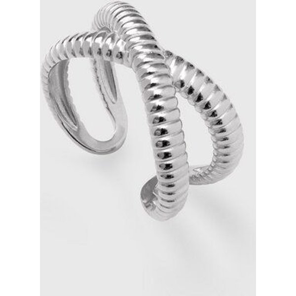 fejn jewelry Ring 'riffle cross' - offen und geriffelt