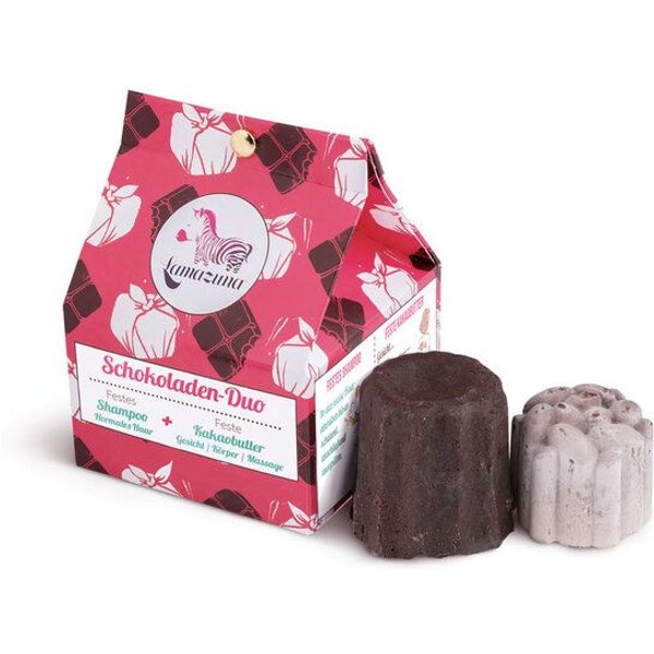 Lamazuna Schokoladen Duo Geschenk-Set – festes Shampoo & feste Kakaobutter