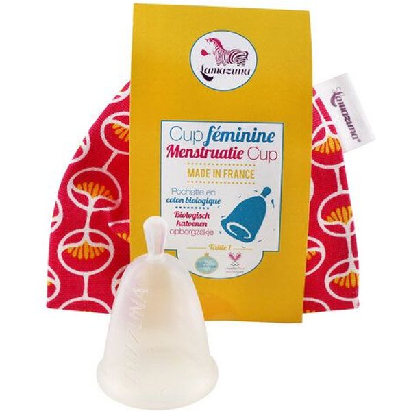 Lamazuna Menstruationstasse mit Bio-Baumwollsäckchen - 2 verschiedene Größen