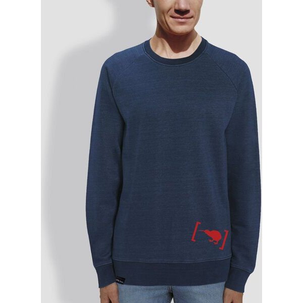 little kiwi Herren Sweater, "Klammer", Mid Washed Indigo