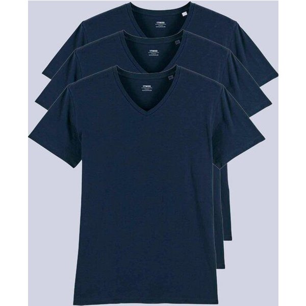 YTWOO 3er Pack Herren T-Shirt mit V-Ausschnitt, Bio-Qualität