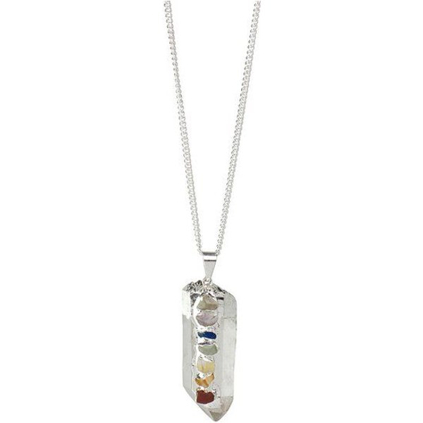 Crystal and Sage Chakra Reiki Bergkristall Halskette