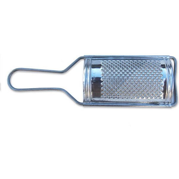 Olivenholz erleben Kleine Parmesanreibe oder Käsereibe aus Metall