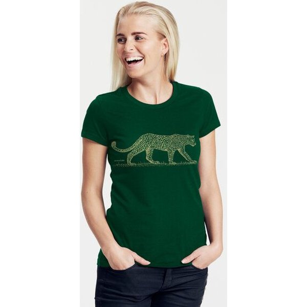 Peaces.bio - handbedruckte Biomode Bio-Damen-T-Shirt "Leopard"