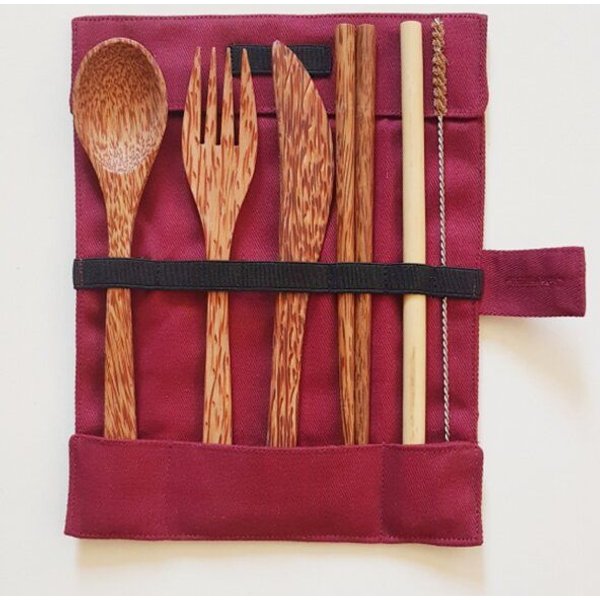 BAGHI Reise Besteckset Coco/Bamboo 6-teilig in Baumwolltasche