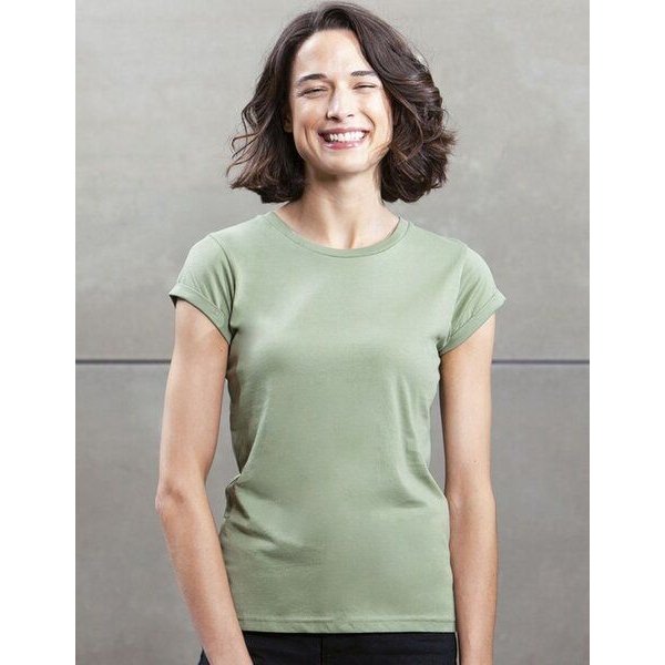 Mantis Damen Roll Sleeve T - Shirt lässig cooles Shirt