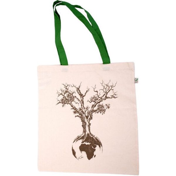 Life-Tree Organic Fairwear Tote Bag Tasche aus Biobaumwolle Fairwear für | Burgund/Natur