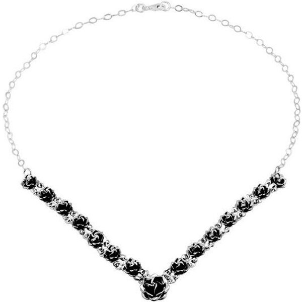 pakilia Silber Kette Mini Rosen dunkel – fair gehandelt & handgefertigt in Mexiko