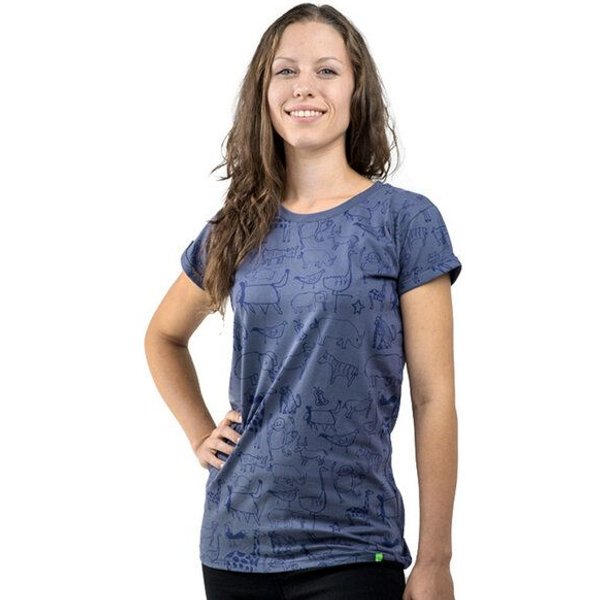 Kipepeo-Clothing Gemustertes Damen T-Shirt Wanyama charcoal grau