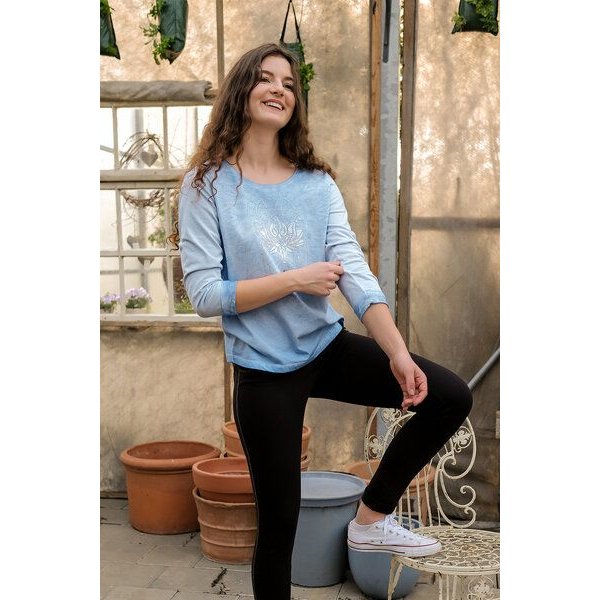 The Spirit of OM Langarm- Shirt Blau- Silber