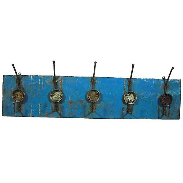 Moogoo Creative Africa Upcycling Ölfass Garderobe - 5fach - Gelb & Schwarz - 90cm
