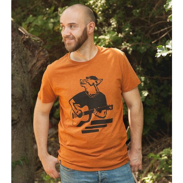 päfjes Frank Fuchs/Gitarre Fuchs - Fair gehandeltes Männer T-Shirt - Slub Orange