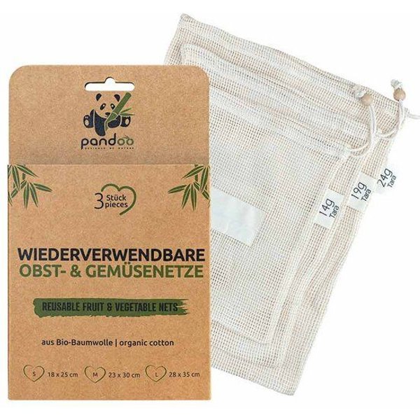 pandoo Gemüsenetze aus Bio-Baumwolle im 3er- oder 6er-Set | Obstbeutel