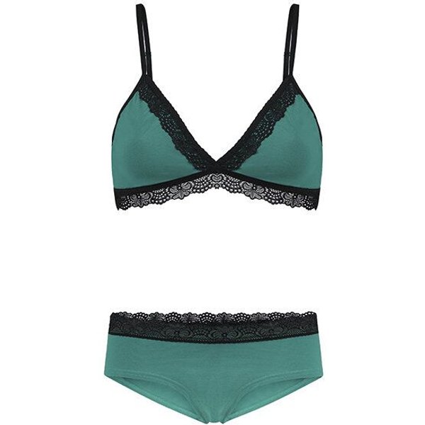 Frija Omina Set: Bio BH + Hipster Spitze dunkel