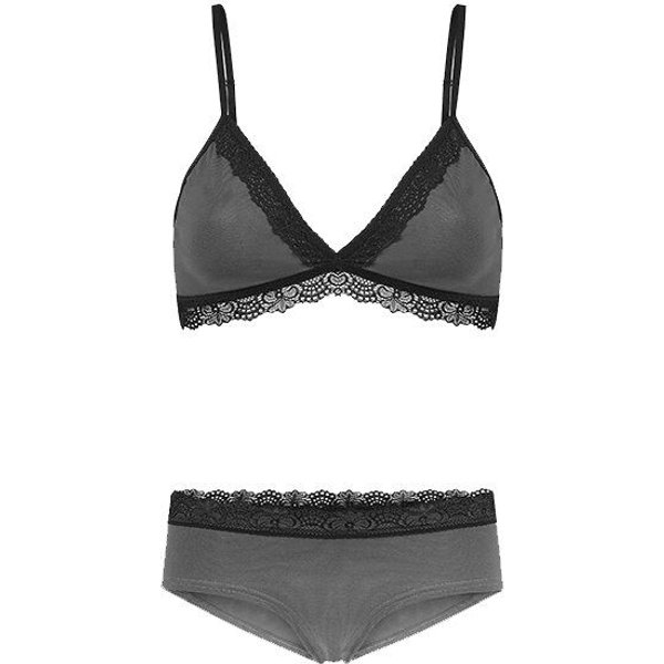 Frija Omina Set: Bio BH + Hipster Spitze dunkel