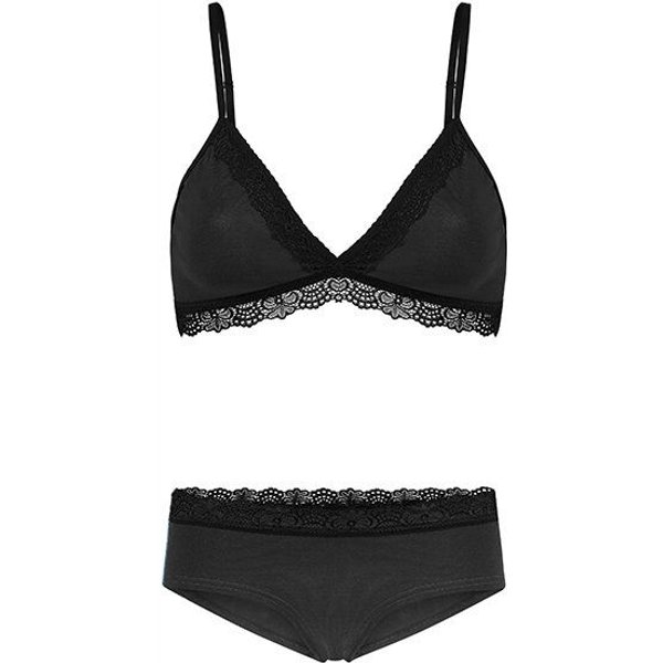 Frija Omina Set: Bio BH + Hipster Spitze dunkel