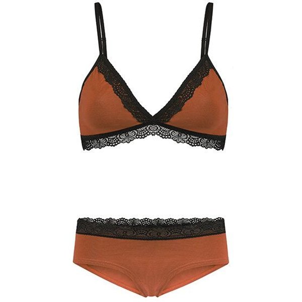 Frija Omina Set: Bio BH + Hipster Spitze dunkel