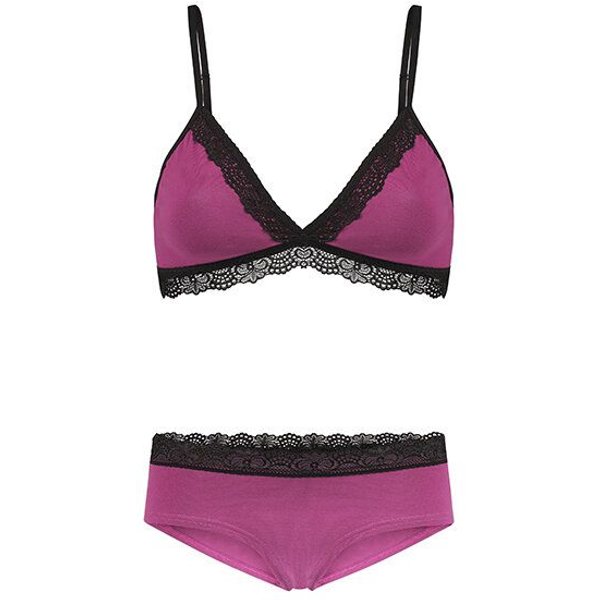 Frija Omina Set: Bio BH + Hipster Spitze dunkel