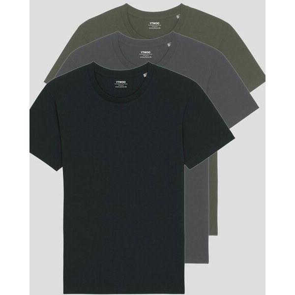 YTWOO 3er Pack Basic Unisex T-Shirt aus Bio Baumwolle | viele Farbkombinationen | Fair Trade | Nachhaltig