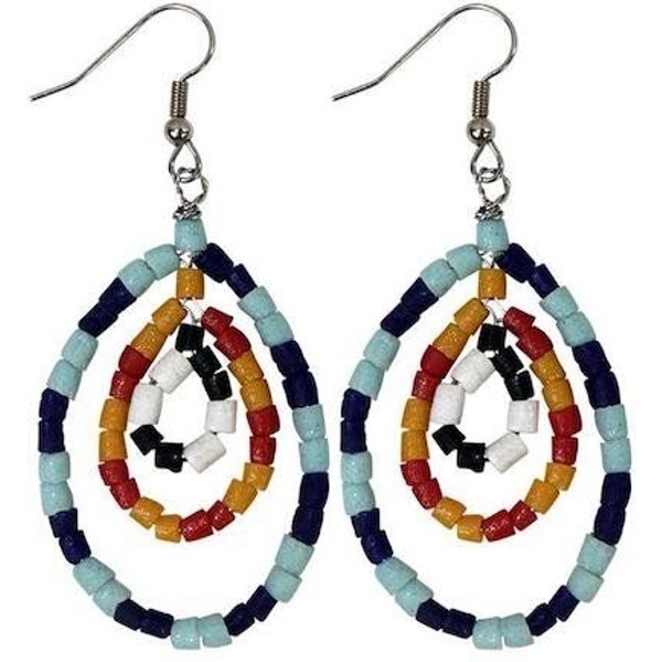 Global Mamas Upcycling Ohrringe Afrika - Namib Multi & Azonto Melon - Glasperlen