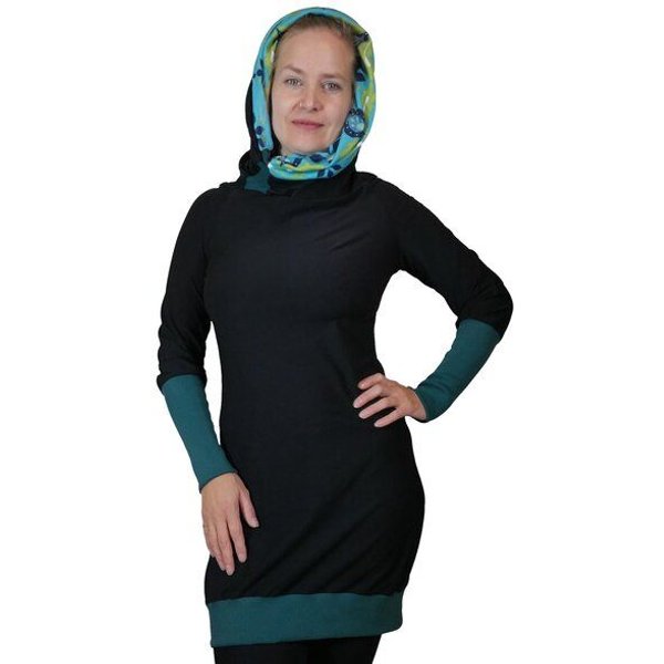 liebewicht Kapuzenkleid KapOn Jersey bunt/schwarz oder schwarz/bunt