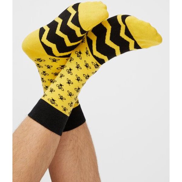 Natural Vibes Bees Socken Bio GOTS | Bunte Socken | Herren Damen Socken | Funny Socks