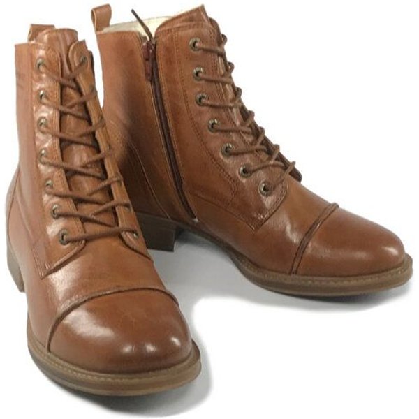 Ten Points gefütterte Schnürstiefel, Pandora Boots, vegetabil gegerbtes Leder