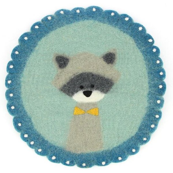 GLOBO Fair Trade Sitzkissen /Tischset WASCHBÄR aus Wollfilz