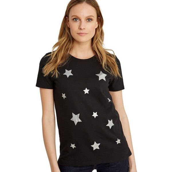 People Tree Damen-T-Shirt "Scatterd Stars Tee" in Schwarz
