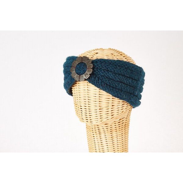 short'n'pietz Schurwollstirnband Rippstrick mit Knopf aus Kokosnussholz, handgestrickt