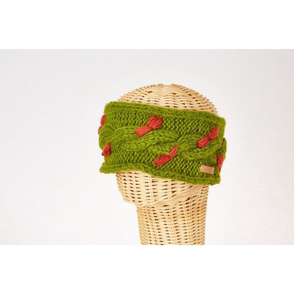 short'n'pietz Schurwollstirnband zweifarbig mit Zopfmuster, handgestrickt