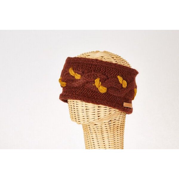 short'n'pietz Schurwollstirnband zweifarbig mit Zopfmuster, handgestrickt