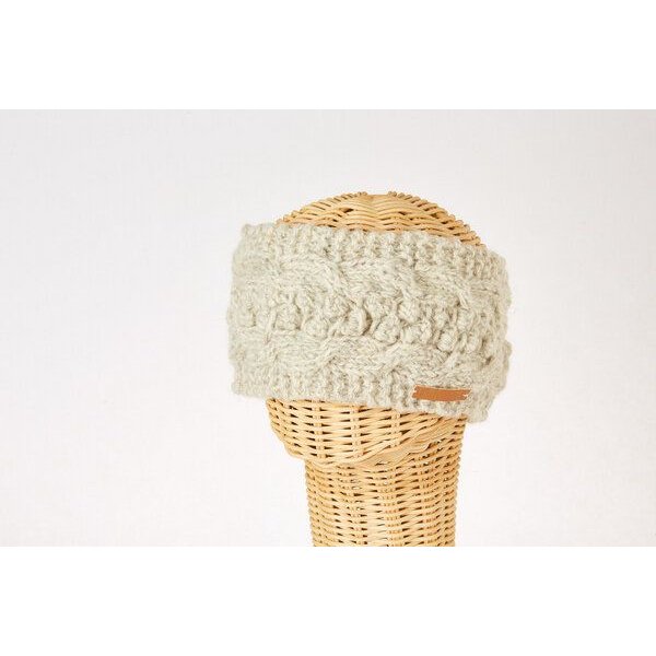 short'n'pietz Schurwollstirnband mit Zopf- und Kugelmuster, handgestrickt