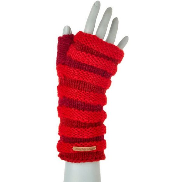 short'n'pietz Schurwollhandstulpen in Streifenmuster, handgestrickt