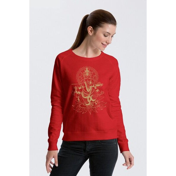 Peaces.bio - handbedruckte Biomode Bio Damen-Sweatshirt Ganesha