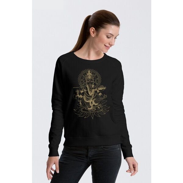 Peaces.bio - handbedruckte Biomode Bio Damen-Sweatshirt Ganesha
