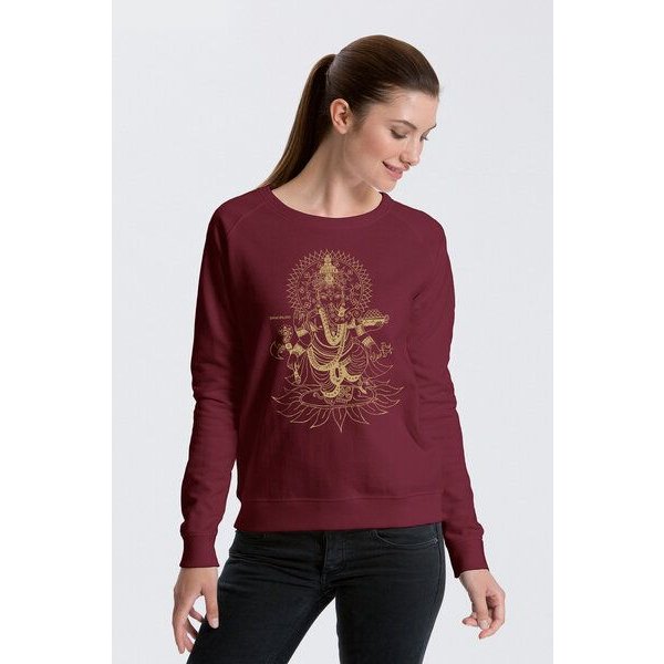 Peaces.bio - handbedruckte Biomode Bio Damen-Sweatshirt Ganesha