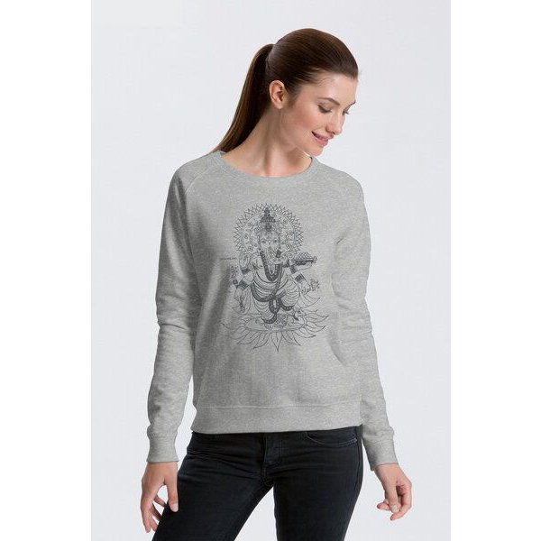Peaces.bio - handbedruckte Biomode Bio Damen-Sweatshirt Ganesha