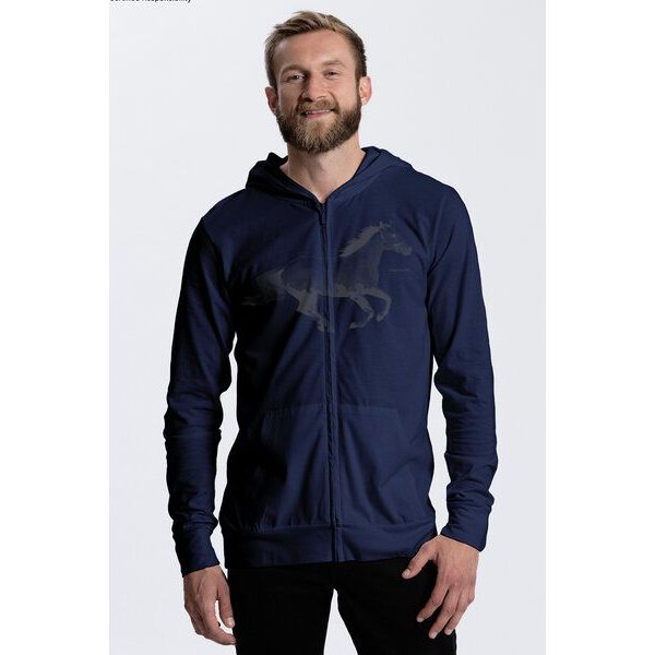 Peaces.bio - handbedruckte Biomode Herren Bio-Jersey-Zip-Hoodie Horsepower