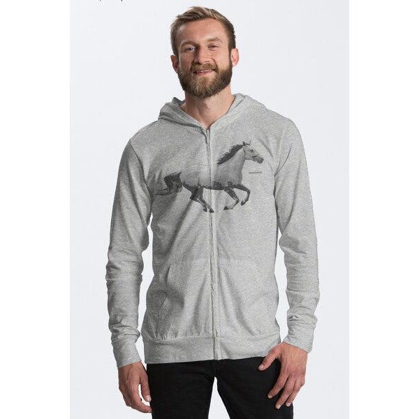 Peaces.bio - handbedruckte Biomode Herren Bio-Jersey-Zip-Hoodie Horsepower