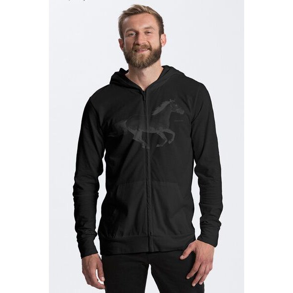 Peaces.bio - handbedruckte Biomode Herren Bio-Jersey-Zip-Hoodie Horsepower