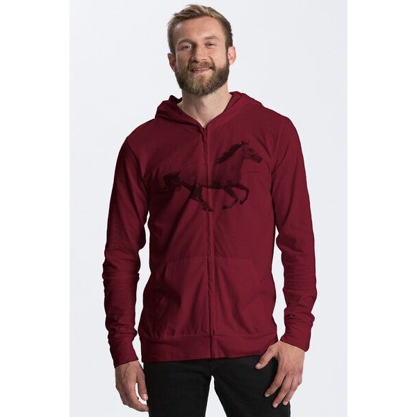 Peaces.bio - handbedruckte Biomode Herren Bio-Jersey-Zip-Hoodie Horsepower