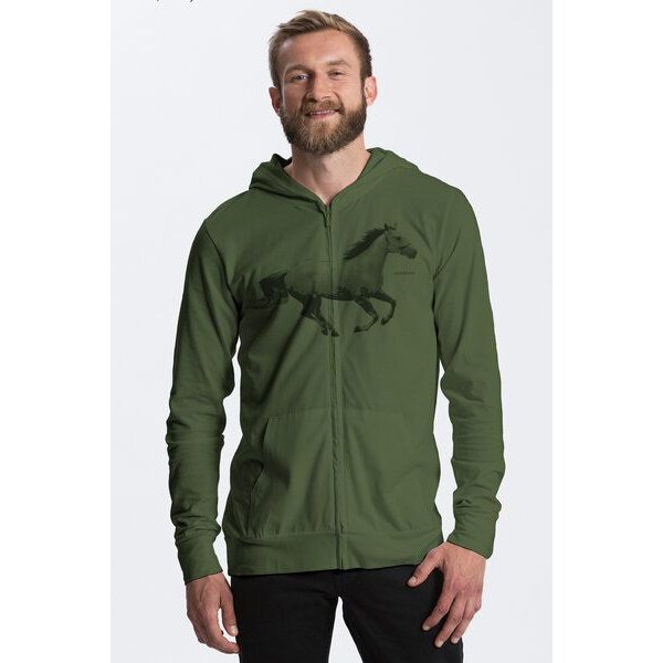 Peaces.bio - handbedruckte Biomode Herren Bio-Jersey-Zip-Hoodie Horsepower